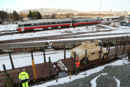 Rail cars are one of several transportation options used to move U.S. Marine Corps fighting vehicles and equipment throughout the region. Hell, Norway was the location where HMMWVs and other vehicles were loaded and transported to the location where they would train with the Telemark Battalion. Cold Response 16 improves capabilities between NATO allies and partners and creates a foundation for future cooperation.  This exercise enables the NATO alliance to work together and demonstrate both our unwavering commitment to our collective defense under the North Atlantic Treaty and our ability to counter transnational threats.